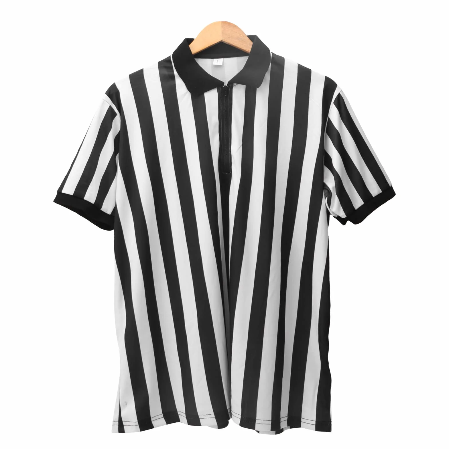 Maillot d'arbitre officiel officiel pour homme - Rayures noires et blanches - Col retourné - Pour basket-ball, football