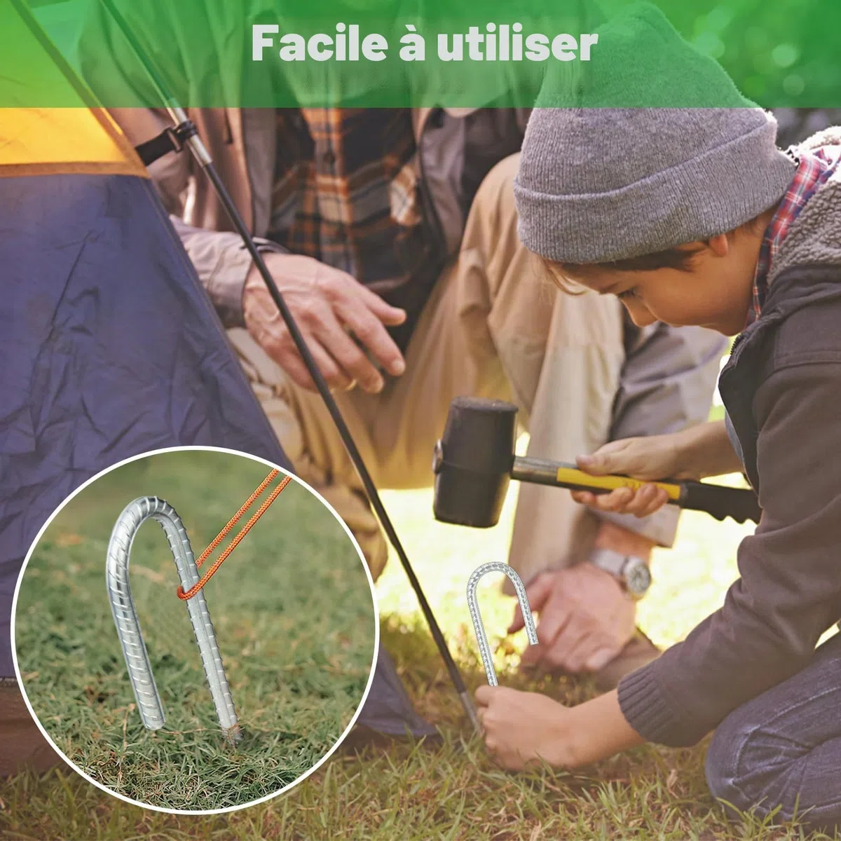 NONMON 10 Pièces Piquets Ancrage au Sol, 30 cm Crochets en J, Ancres Résistants Piquet de Tente Sardines de Fixation en Acier Galvanisé pour Sécuriser Trampoline Auvent Bâche Camping Clôture Jardin
