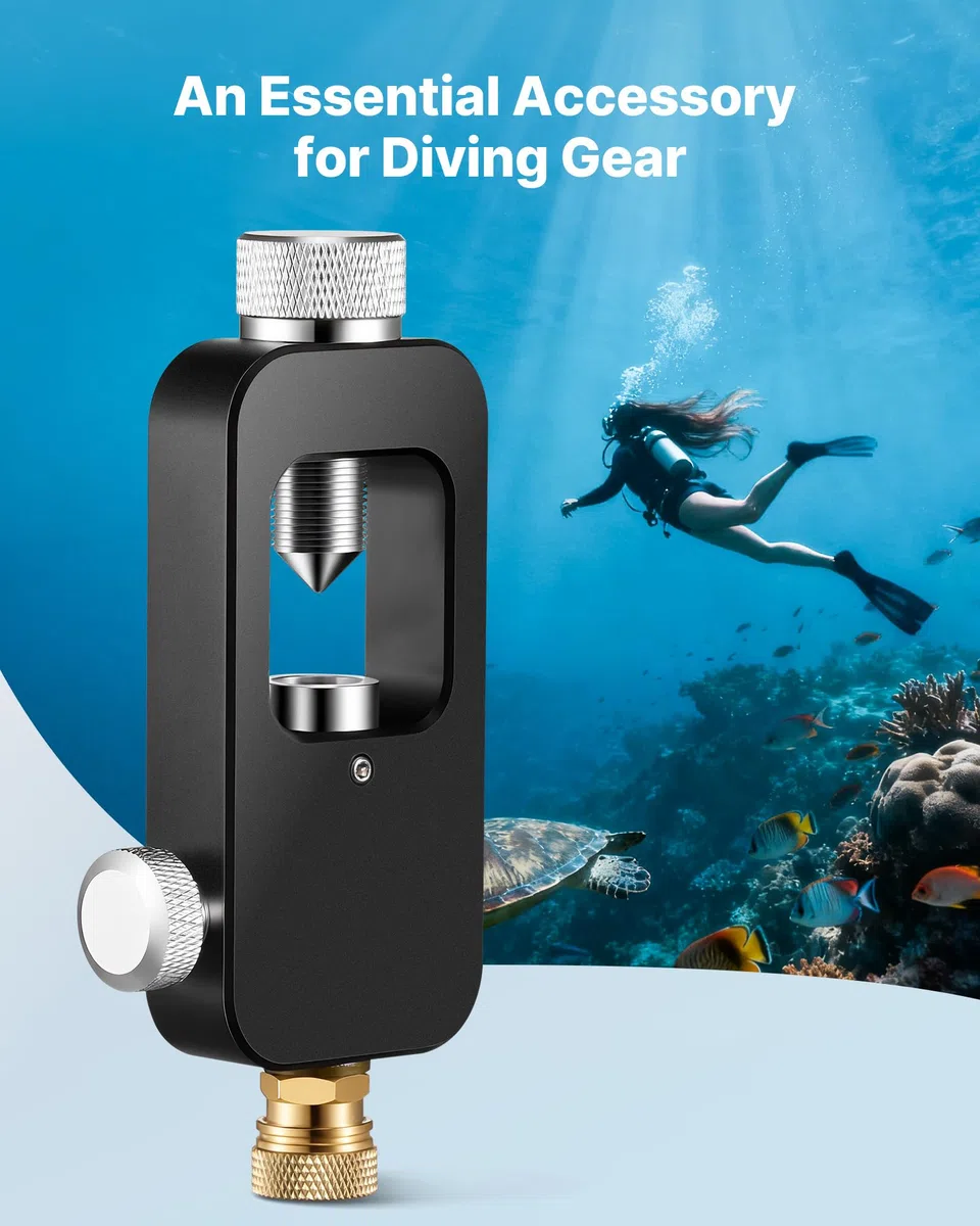 VEVOR Adaptateur de Recharge pour Bouteille de Plongée avec Entrée Standard G5/8 et Sortie à Connexion Rapide 8 mm, Adaptateur de Remplissage pour Bouteille d'Oxygène en Alu, Exploration sous-Marine