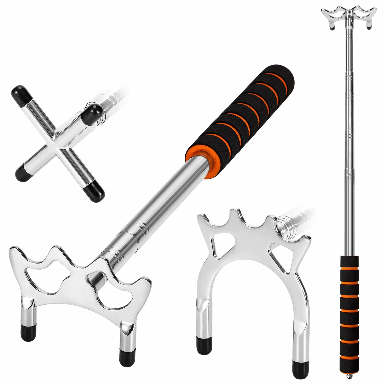 Bâton Pont de Queue de Billard Rétractable avec 3 Pièces Tête de Pont en Laiton Amovible Accessoire Queue de Billard pour Table de Billiard, Snooker, Jeux, Compétition