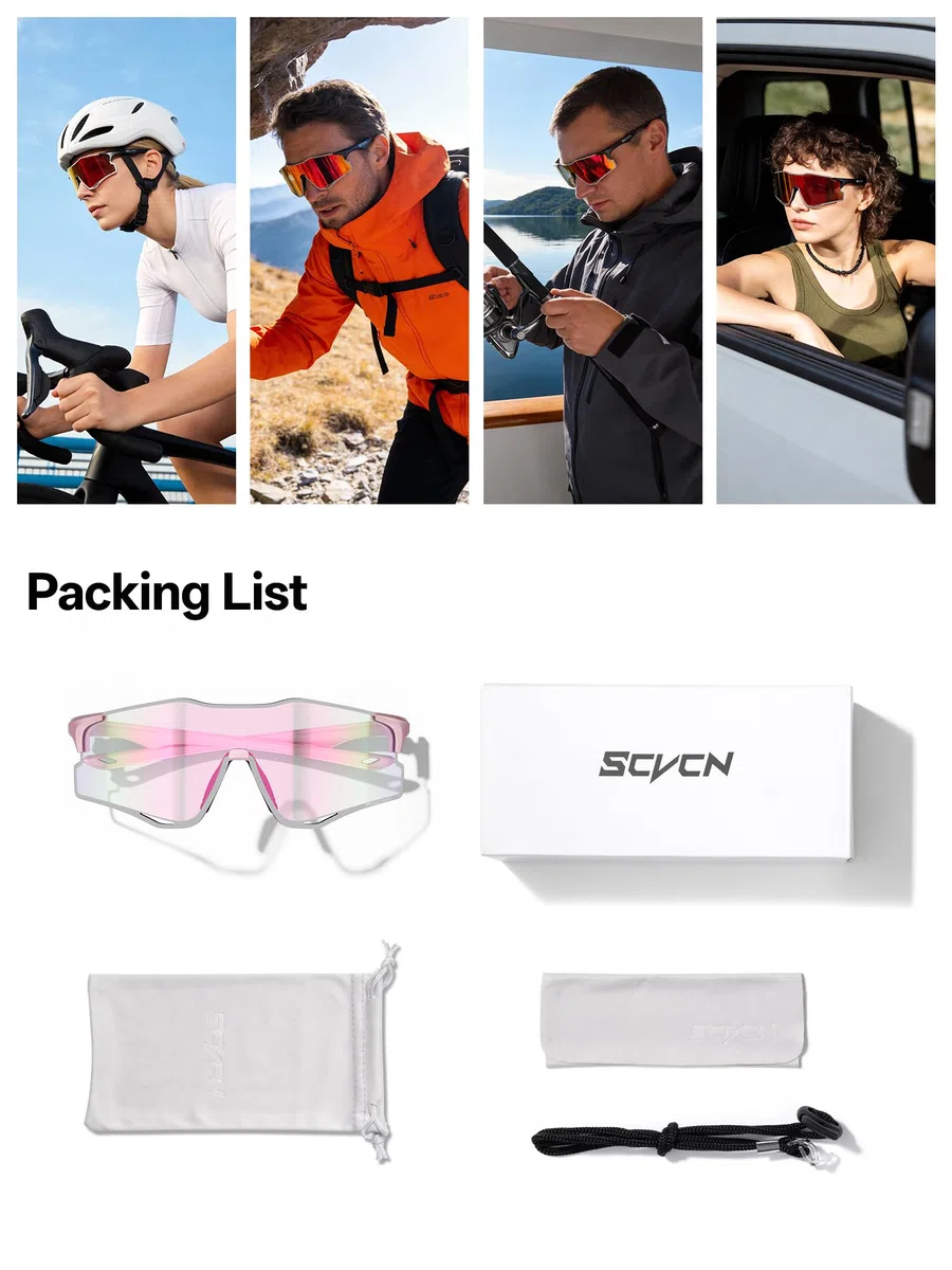 SCVCN Lunettes de running pour homme et femme, lunettes de sport légères sans monture 21,9 g avec verre PC ventilé