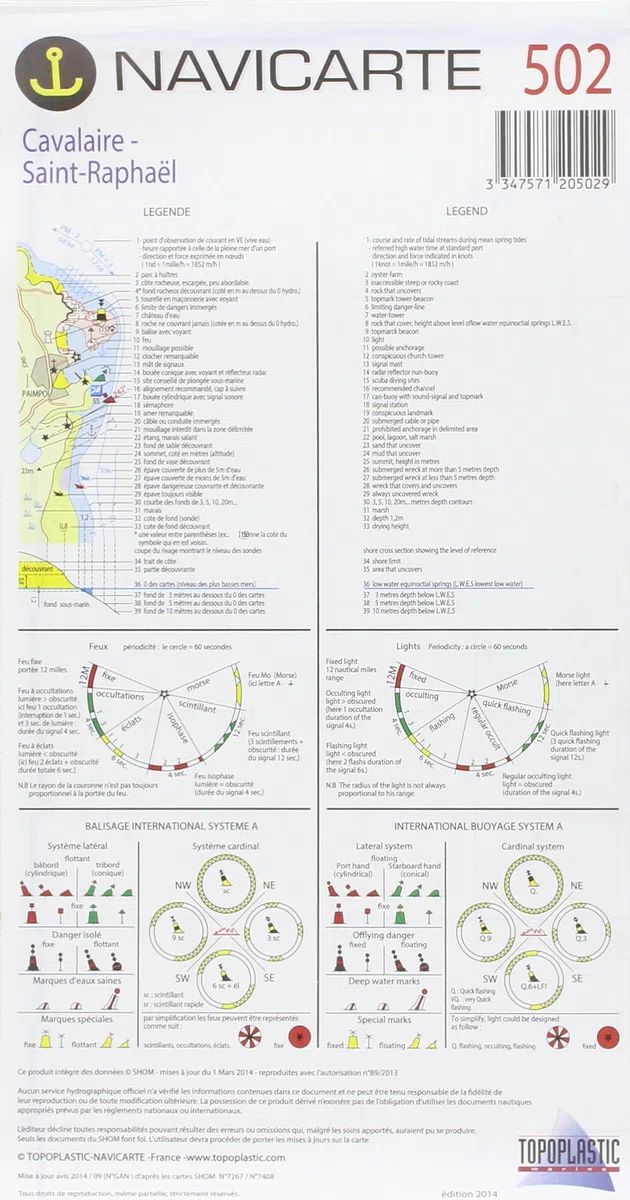 Carte marine : Cavalaire - Saint-Raphaël