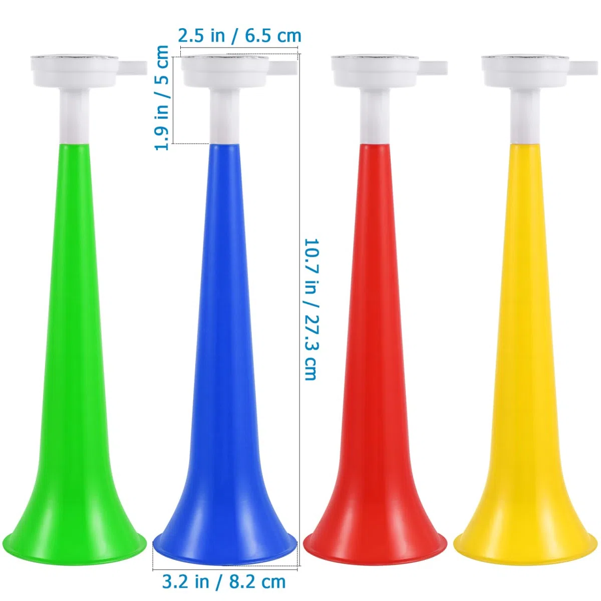 Didiseaon Lot de 10 trompettes sonores de 27 cm - Trompette de match mégaphone - Corne de pom-pom girl - Accessoires de pom-pom girl (couleur aléatoire)