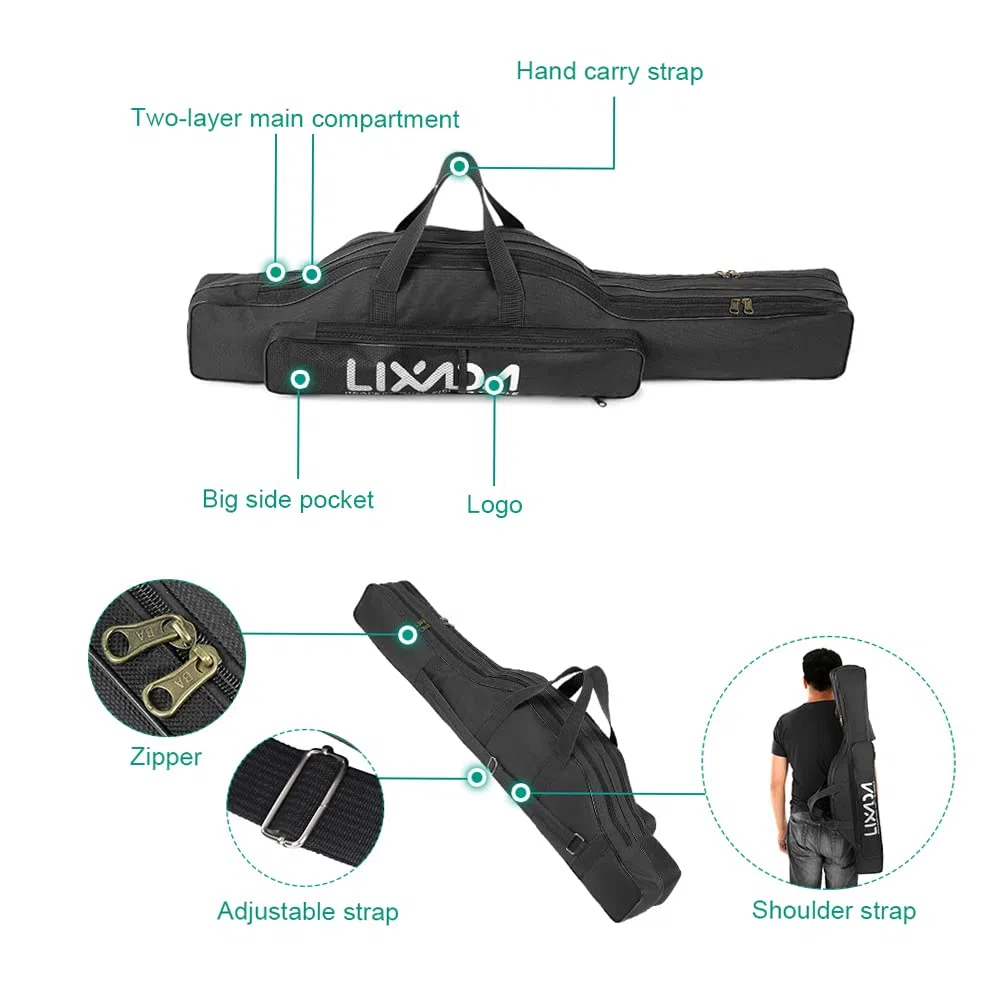 Porte-canne à pêche,HUIOP 100 cm/130 cm/150 cm sac de pêche portable pliable canne à pêche moulinet canne à pêche outil de transport sac de voyage sac porte-ogg