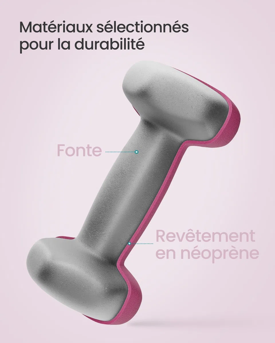 SONGMICS Lot d'haltères hexagonaux courts avec support d'haltères, finition mate, revêtement en néoprène, pour la musculation, à la maison