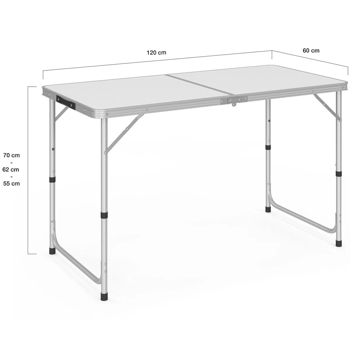 IDMarket - Table de Camping Pliante d'appoint 120 cm réglable en Hauteur