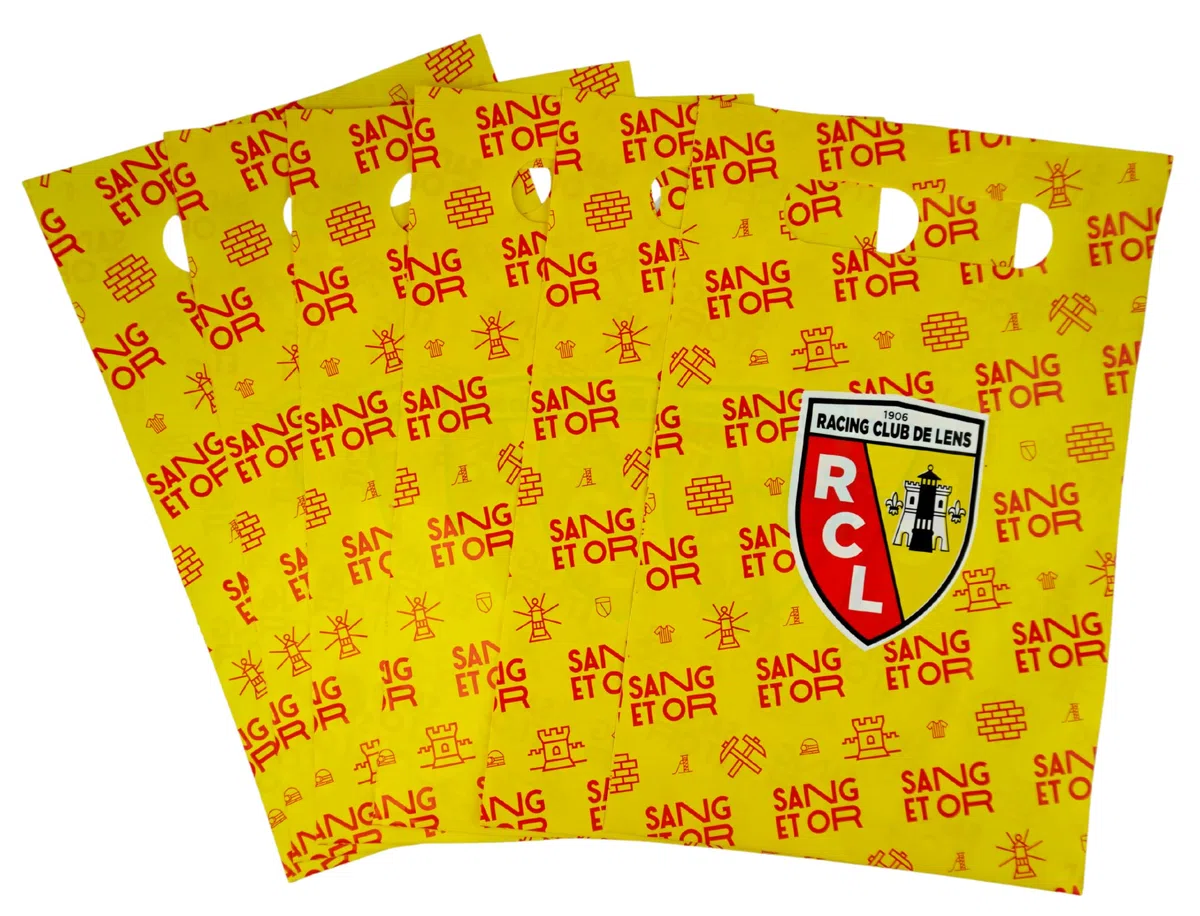 Kit fête Racing Club de LENS - 39 pièces 6 assiettes 6 gobelets 20 serviettes 6 sacs 1 nappe - Collection officielle RC LENS