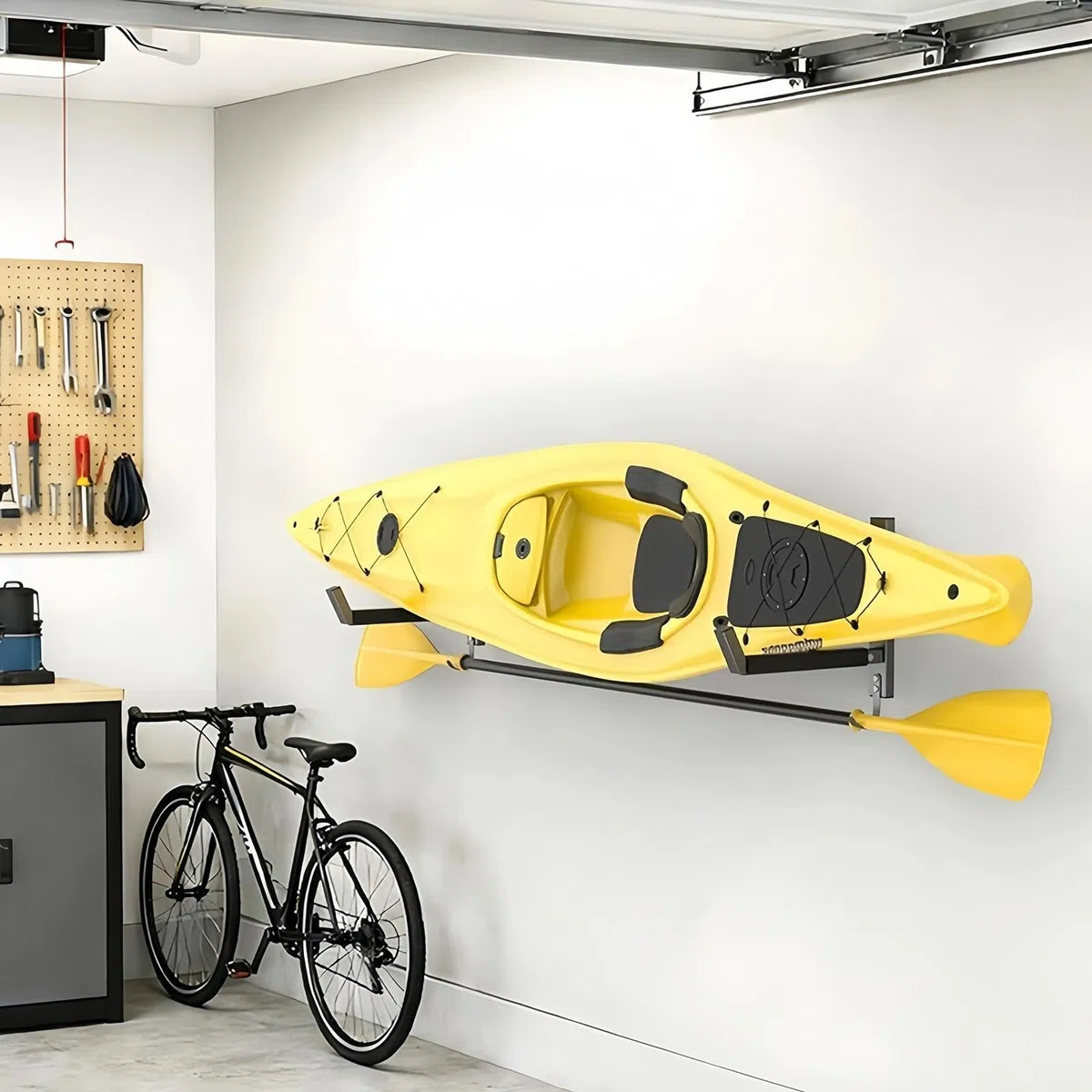 Support de rangement pour kayak pour garage, capacité de 90,7 kg, support de rangement pour planche de surf – pour clôture, maison, abri de jardin, appartement, intérieur ou extérieur, planche à neige