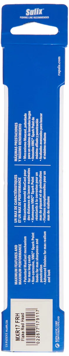 Rapala - Leurre de Pêche MaxRap - Matériel de Pêche avec Construction Plastique - Leurre Pêche en Mer Suspending - Profondeur de Nage 0,3-0,9m - Taille 17cm / 28g - Fabriqué en Estonie, Flake Red Head