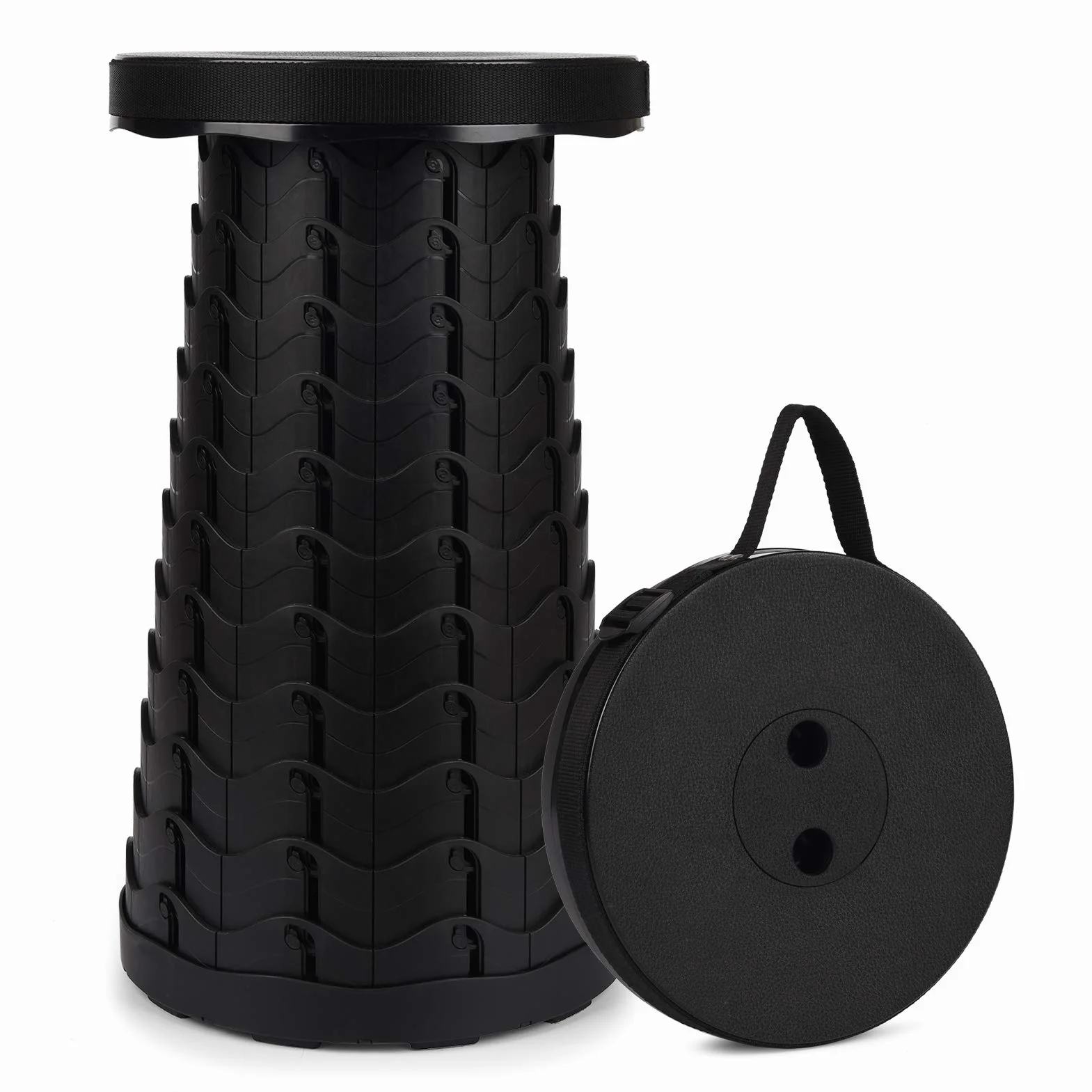 Tabouret Pliant Portable, Tabouret Retractable de Deuxième Génération, Tabouret de Camping pour La Pêche/BBQ/Intérieur/Activités Plein air, Maxi Charge 397 LB