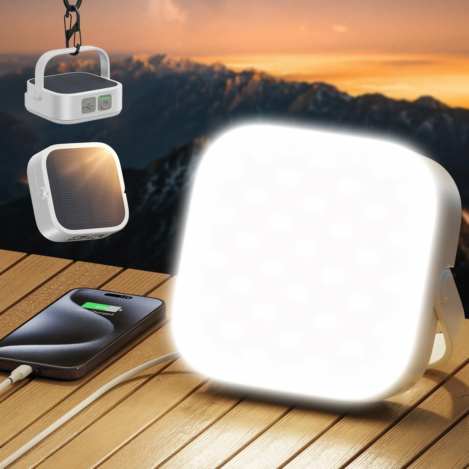 Eventek Lampe de Camping Solaire 4000LM, 10000mAh LED Outdoor Camping Light Jusqu'à 100+ Heures & 4 Modes, Détanche Portable Rechargeable lanterne camping Etanche IP65 Pour Tente, Urgence Panne