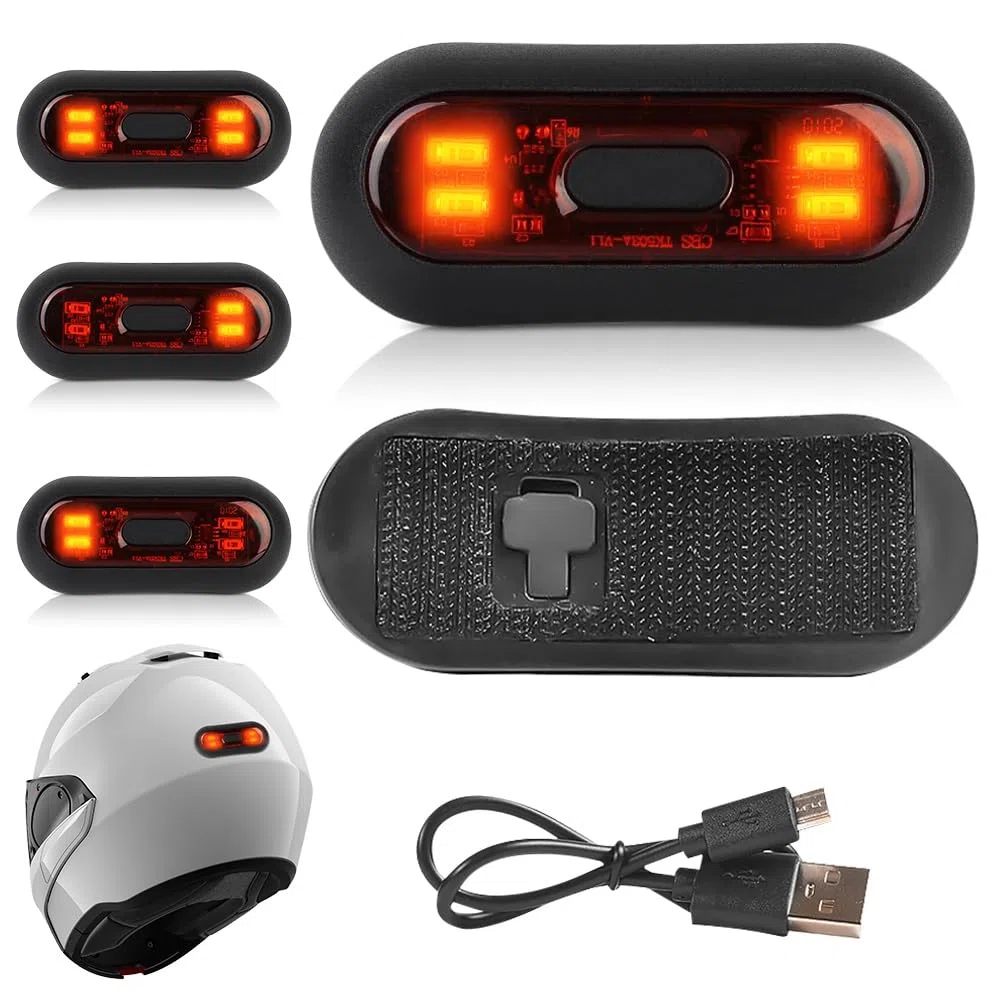 Riloer Casque de Moto Veilleuse Bande de Cyclisme Signal de sécurité Voyant d'avertissement Universel LED Moto Casque Feu arrière