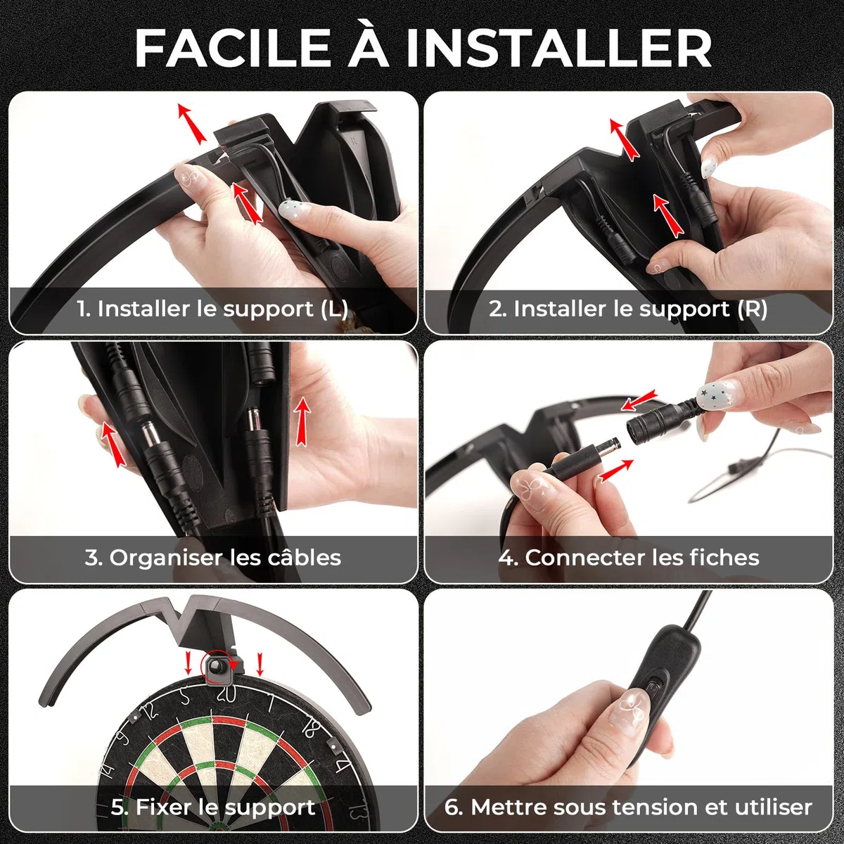 Éclairage Fléchettes, LED Lampe pour Cible de Fléchettes 6000K, Installation Facile pour Toutes Cibles Standard
