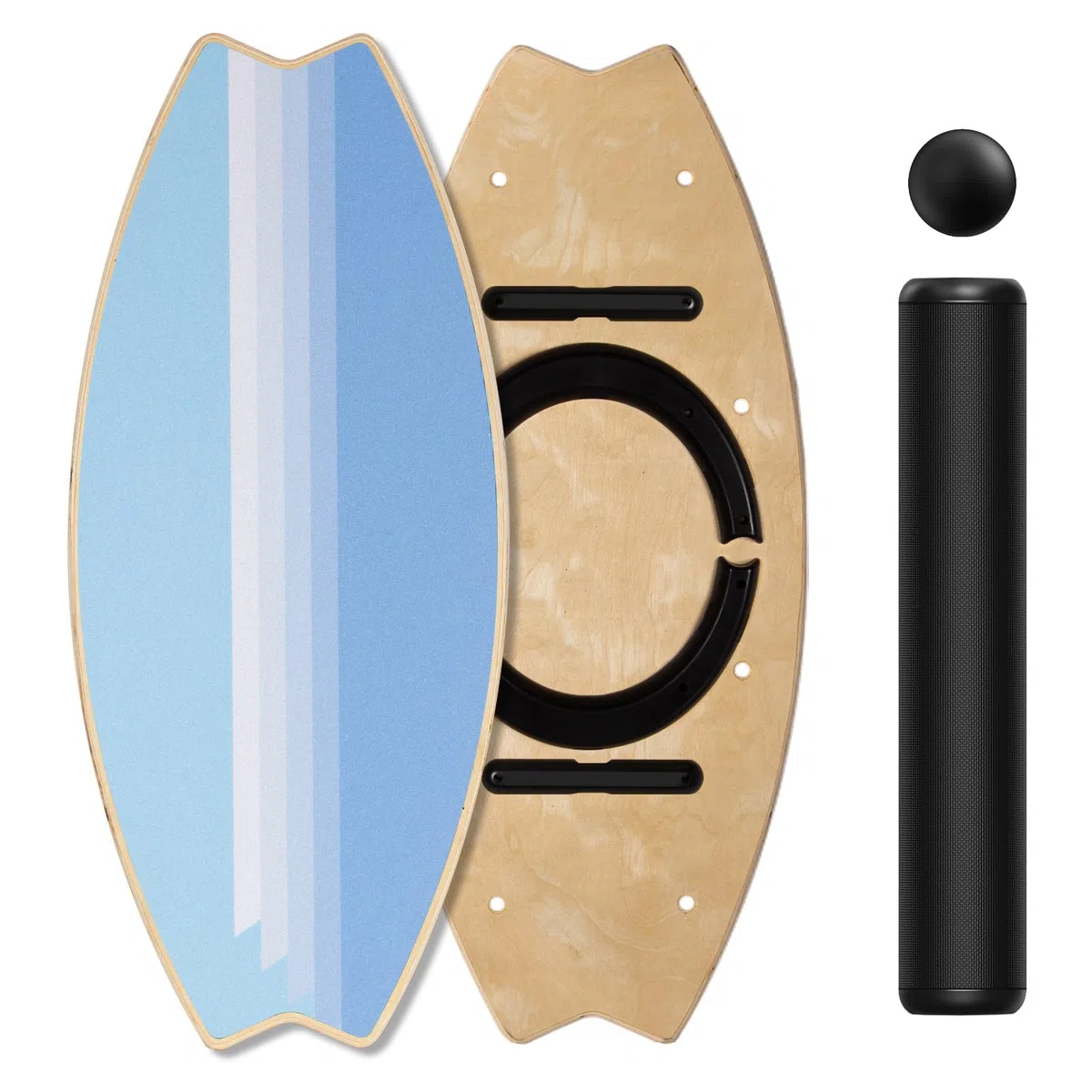 Leogreen Planche d'équilibre en Bois, Skateboard d'intérieur, 7 Modes de Planche oscillante avec Rouleau et Balle d'équilibre, idéale Fitness Yoga Surf