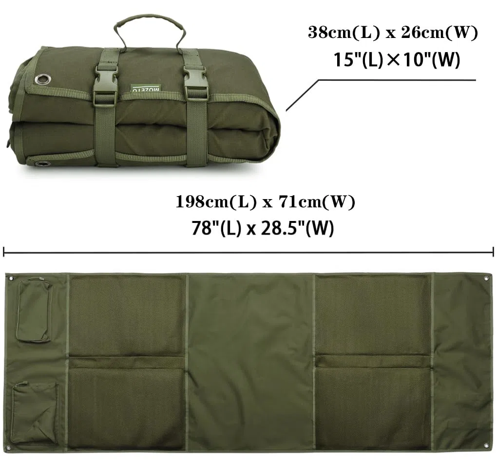 MOZETO Tapis de tir extra large, pliable avec rembourrage pour tir couché, équipé d'un système de sangle Molle et de deux poches pour accessoires