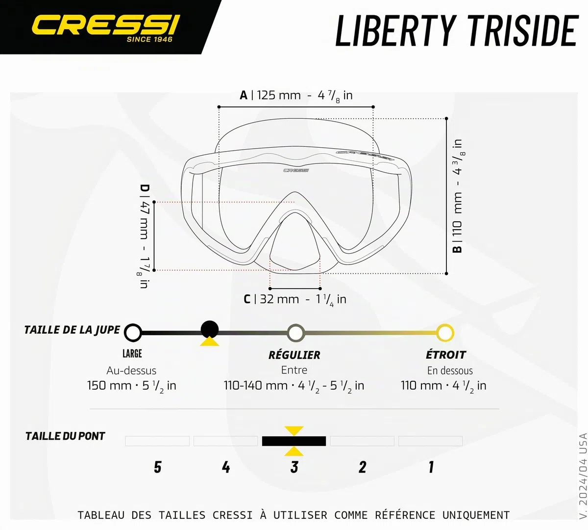 CRESSI Liberty Triside Mask-Masque 3 Verres pour Plongée