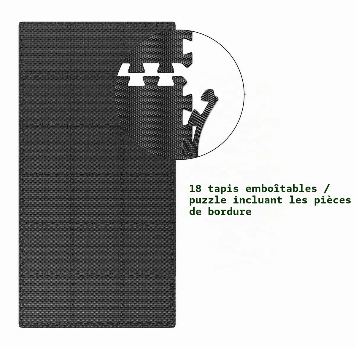 VLFit Tapis de Protection de Sol – 18 Dalles en Mousse sans BPA + Bordures | Matelas Puzzle Imperméable,Antidérapant pour matériel Fitness, Gym, Musculation – Salle de Sport, Garage
