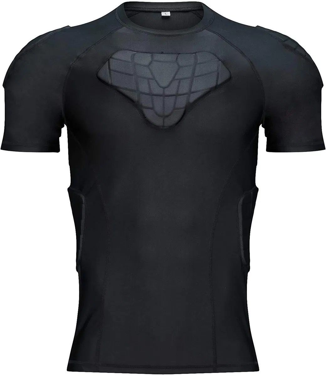 Rembourré Chemise Compression Sports De Protection T-Shirt Côtes Poitrine Protecteur Hommes Sports Shock Rash Garde Football Paintball Baseball Équipement De Protection