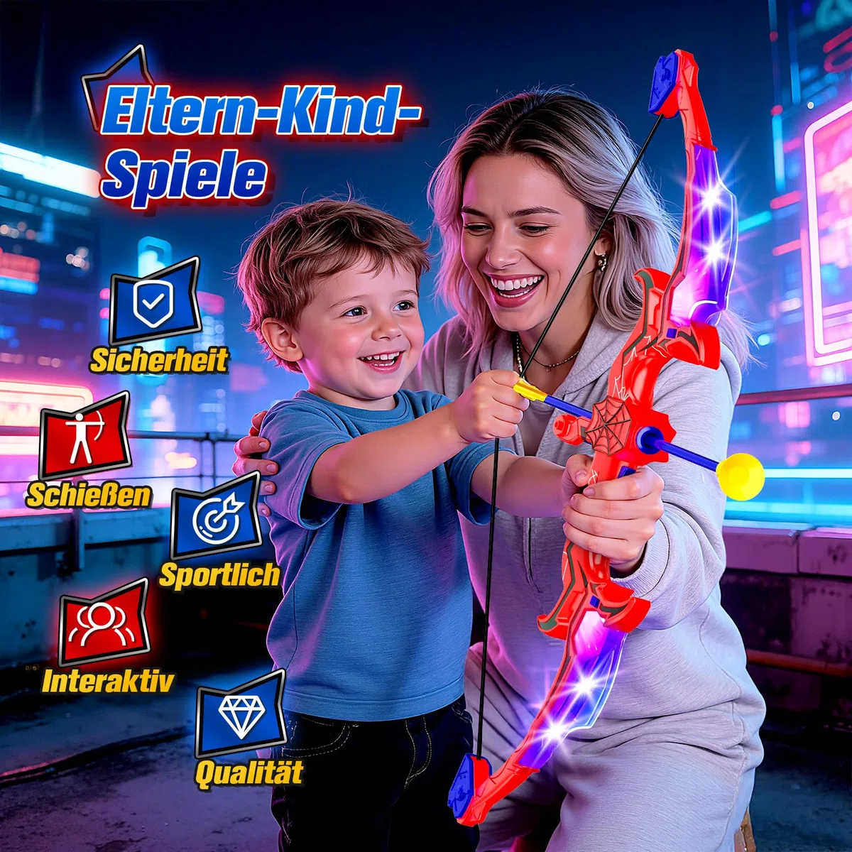jouet à partir de 3, 4, 5, 6, 7, 8, 9, 10, 11, 12 ans pour garçons, arc et flèche pour enfants avec lumière LED, jouet araignée pour l'extérieur à partir de 9, 10, 11, 12 ans pour garçons