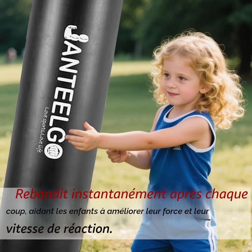 Punching Ball Enfants avec Gants de Boxe: JanTeelGO 150cm Sac de Boxe Enfant Gonflable pour la Karaté - Sac de Frappe Enfant Cadeaux pour GarçOns et Filles 3-12 Ans