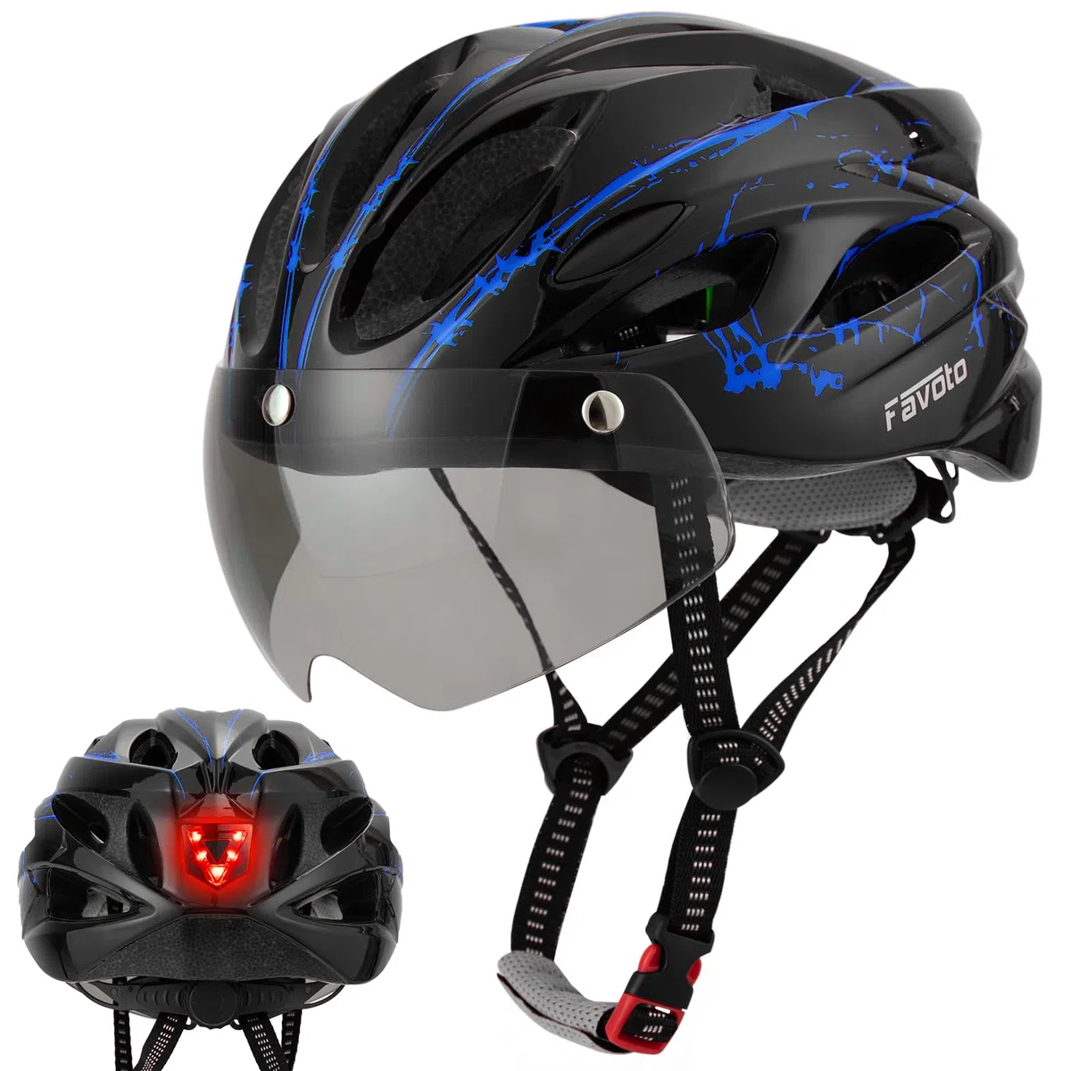 Favoto Casque de Vélo avec Visière Lumineuse - Casque Cyclisme Léger Respirante pour Adultes Hommes Femmes Technologie EPS Inmould Doublure Amovible Réglable