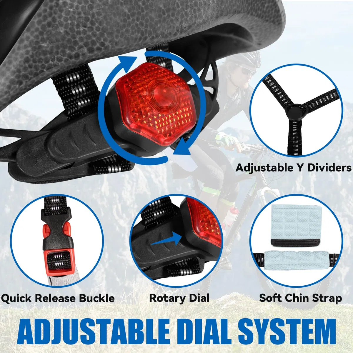 Casque de Vélo pour Adultes Unisexe avec Éclairage LED 3 Modes, Léger, Réglable, Visière Amovible, pour VTT et Vélo de Route, Design Élégant, Taille 58-62 cm