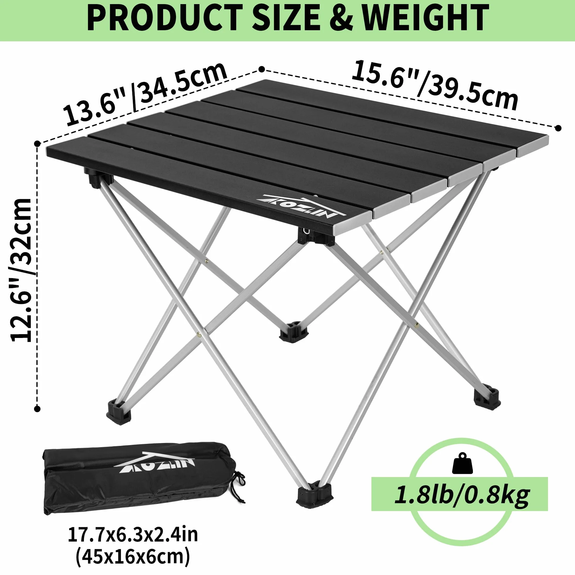 Table de camping pliable - Table de pique-nique portable pliable - Petite table pliante en aluminium avec sac de transport - Convient pour la plage, le pique-nique, le camping, la pelouse (S)
