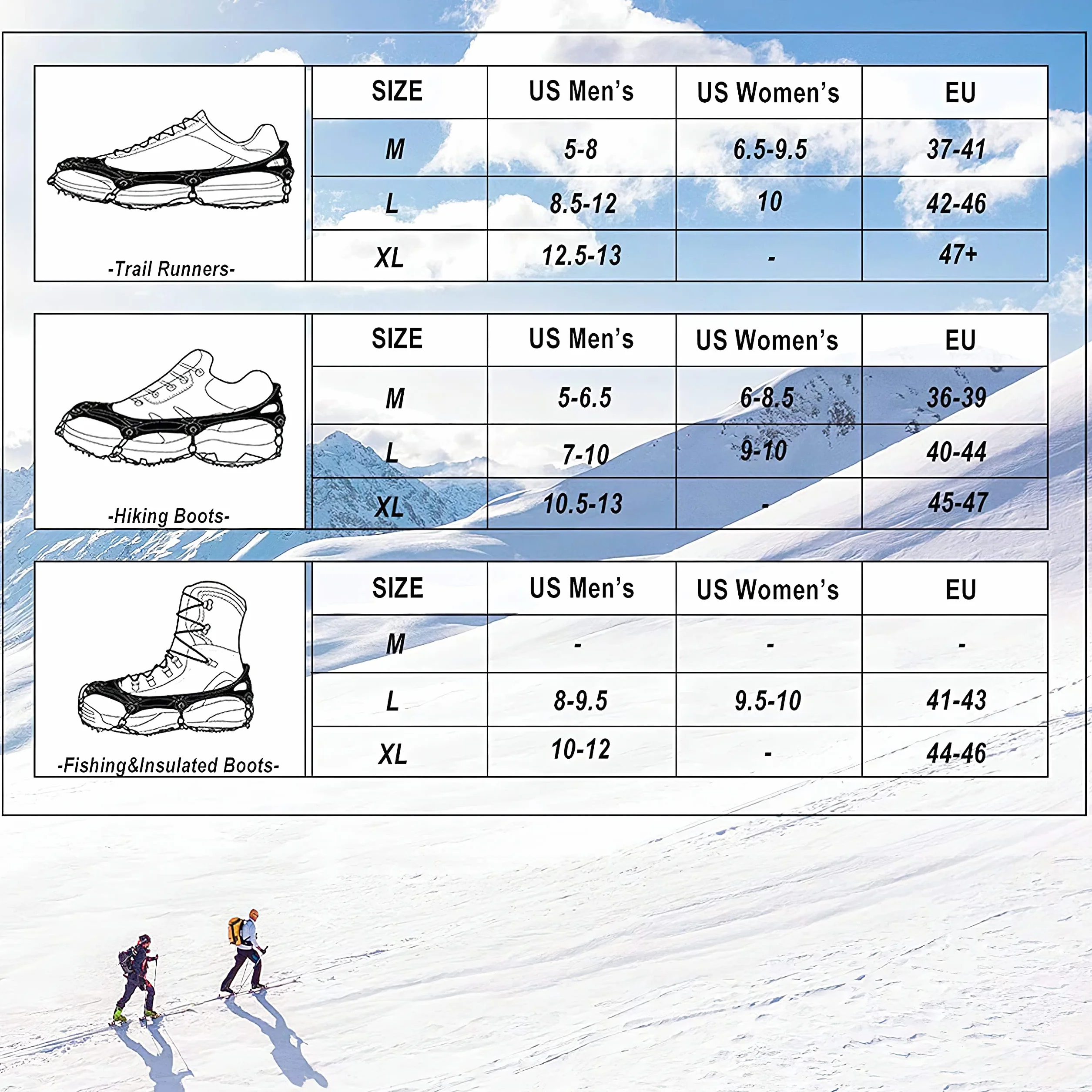 Crampon Antidérapent 24 Dents Crampons Crampons pour Chaussures de Randonnée Chaînes Neige Crampons Vissés pour Alpinisme Marche Randonnée Jogging Escalade sur Neige Glace