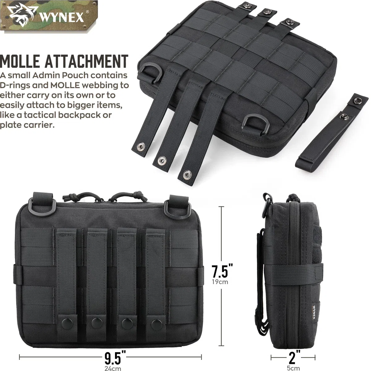 WYNEX Pochette Tactique Poche Molle Admin d'Outils Militaire Poche Supplémentaire pour Sac à Dos Randonnée Sacoche Ceinture à Outils Tactique Pochette de Rangement pour Sport en Plein Air, Nylon 1000D