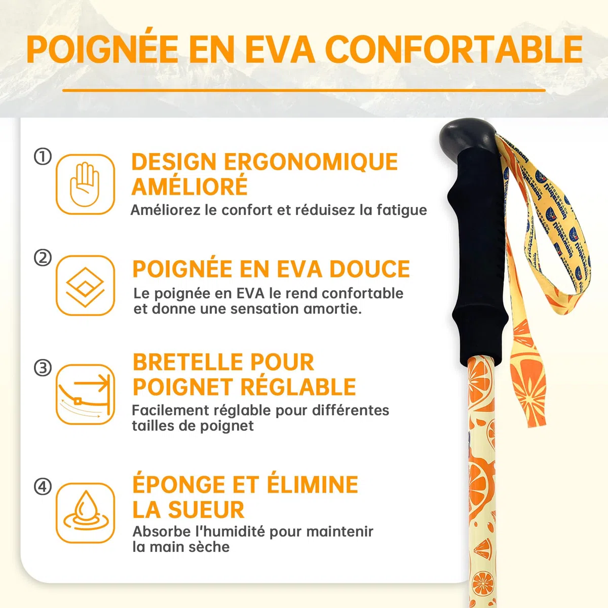Bâtons de randonnée Pliables pour Enfants – Bâtons de randonnée légers et réglables en Aluminium pour Enfants, Design rétractable pour la randonnée/Ski (6 à 12 Ans)