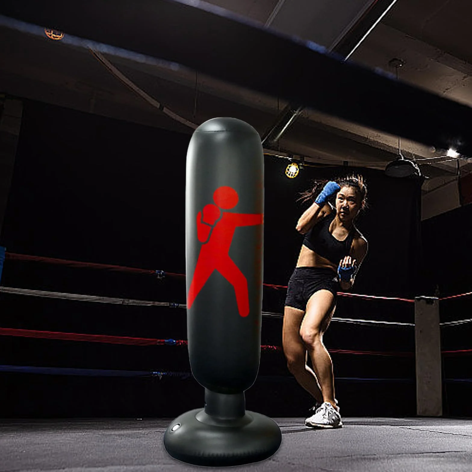 Sac de Boxe Enfant 160 cm, Sac de Frappe Enfant, Gonflable Autoportant Sac de Boxe, pour Karaté Kickboxing, éQuipement D'EntraîNement, Cadeau pour GarçOns Filles