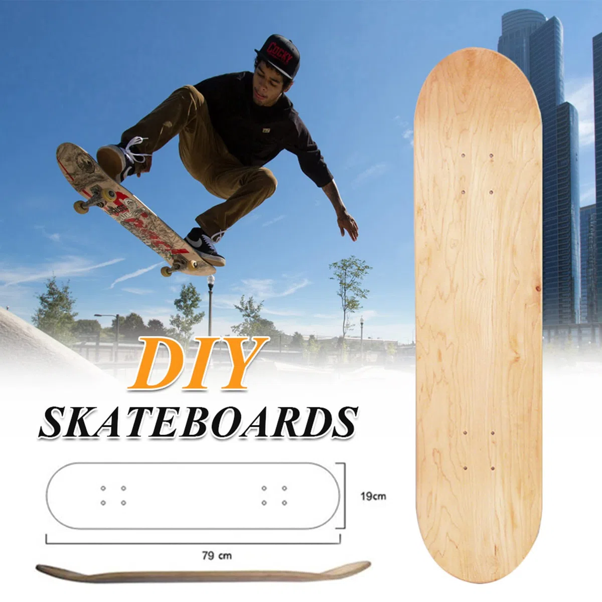 8 Pouces 8 Couches Érable Blank Double Concave Skateboards Patin À roulettes Pro Blank Skateboard/Art Deck Naturel Planche À roulettes Table Bois Érable Skateboards