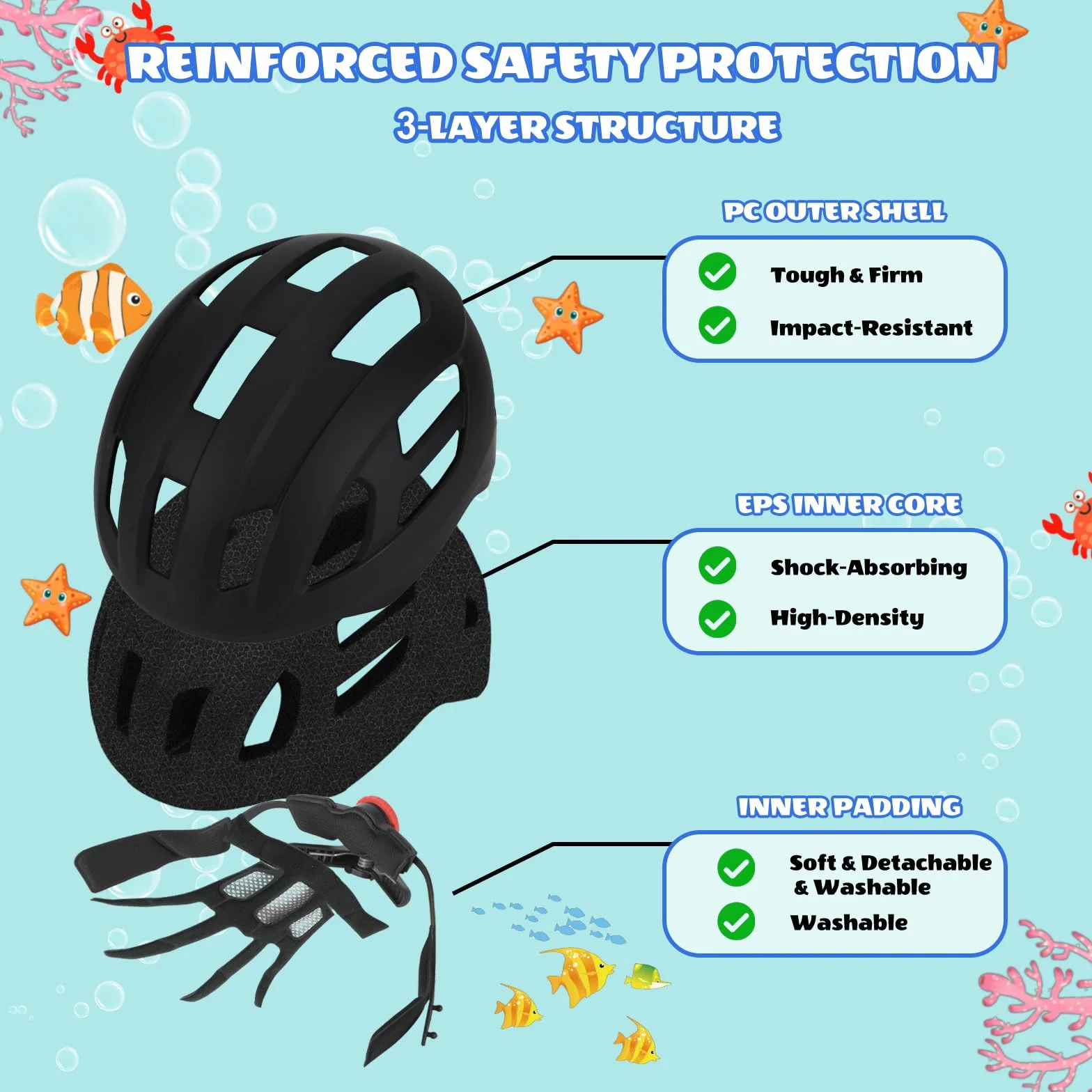 Casque de vélo avec feu arrière pour Enfants garçons et Filles, feu arrière Rechargeable de sécurité, réglables et légèr Casque pour Multi-Sports