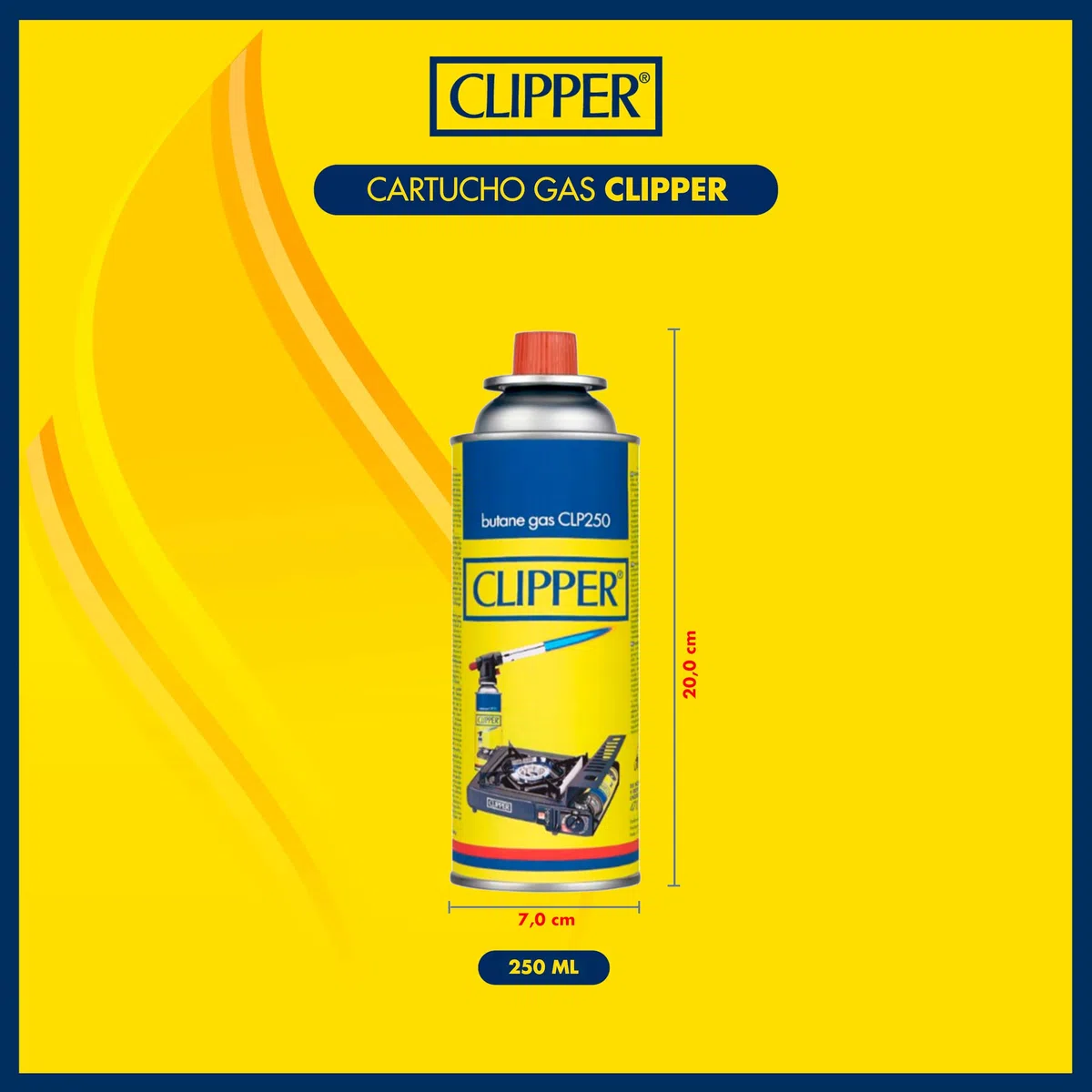 Clipper Lot de 8 cartouches de gaz universelles de 400 ml pour appareils à feu | Valve GLP250 | gaz de camping, poêles, chalumeaux et cuisinières à gaz