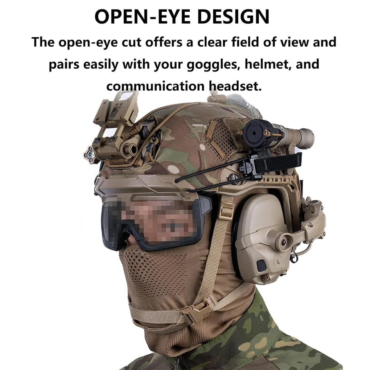 Cagoule Airsoft avec Grille Métallique Amovible pour Le Bas du Visage, Cagoule Respirante 2 en 1 pour Paintball et Plein air Brown