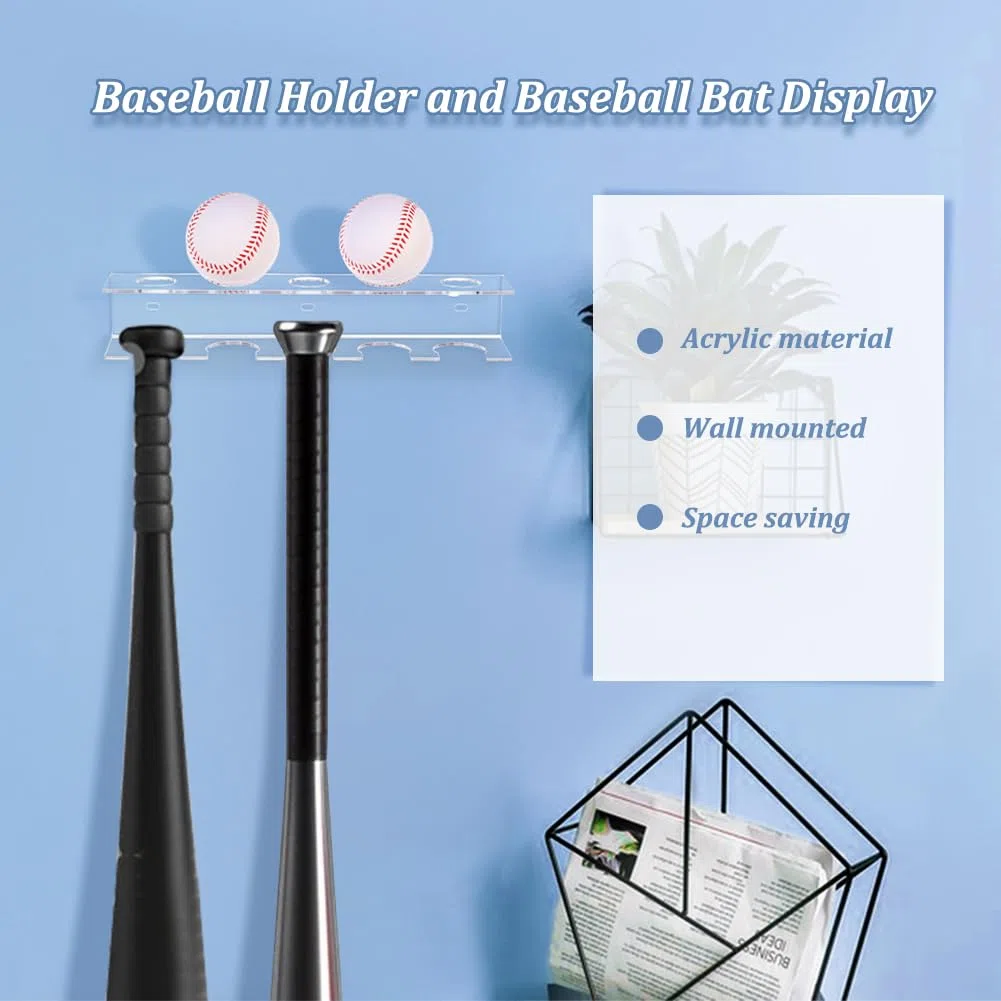 PH PandaHall Supports Transparents pour Battes de Baseball et Balles à Suspendre Support de Baseball et Affichage de Batte de Baseball Support Mural de Baseball Peut Contenir 5 batte et 5 balles