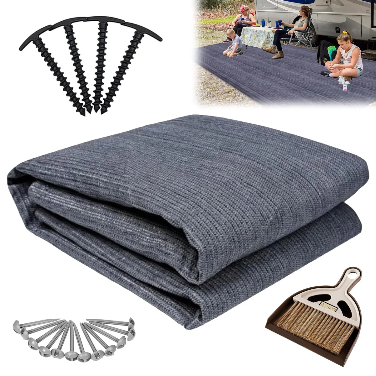 DAZZTIME Tapis D'auvent,Tapis de Camping 2.5x6m,Tapis de Tente,Tapis de Sol pour Auvent,Tapis de Sol Camping,Tapis de Sol pour Tente,Tapis Sol Camping,Tapis pour Auvent,pour Camping en Plein Air