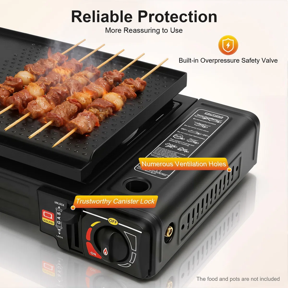 Réchaud Gaz 2 Feux Camping Gaz Portable Réchaud Camping Barbecue Gaz Camping 2500W Plaque Gaz 2 Feux Allumage Piézo Valve Surpression（64 x 27,8 x 8 cm）