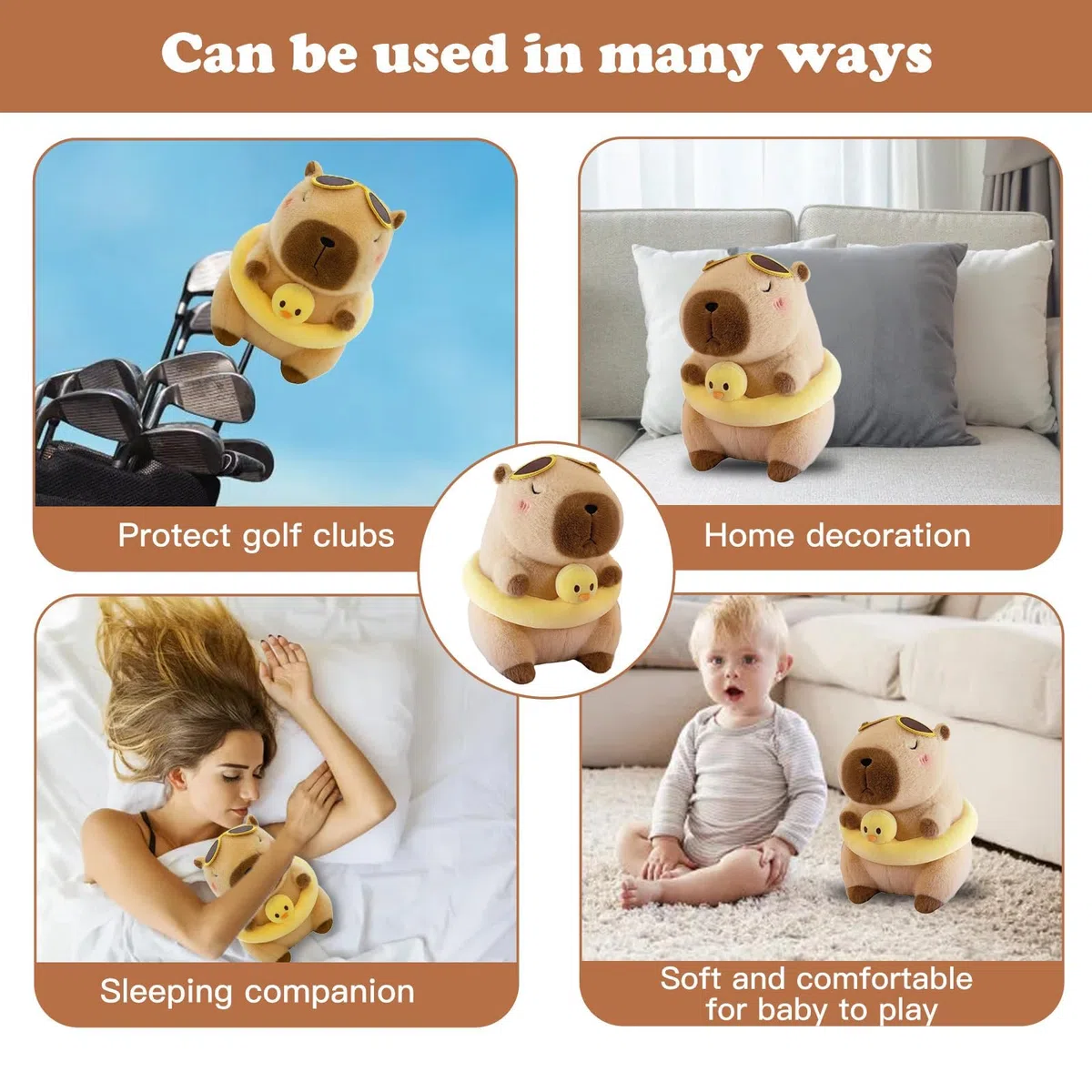 Housses de Clubs de Golf, Couvre-têtes de Clubs en Bois créatifs,Short Kangaroo Clubs de Golf Hybrides/de Parcours en Peluche Douce pour golfeurs et golfeuses