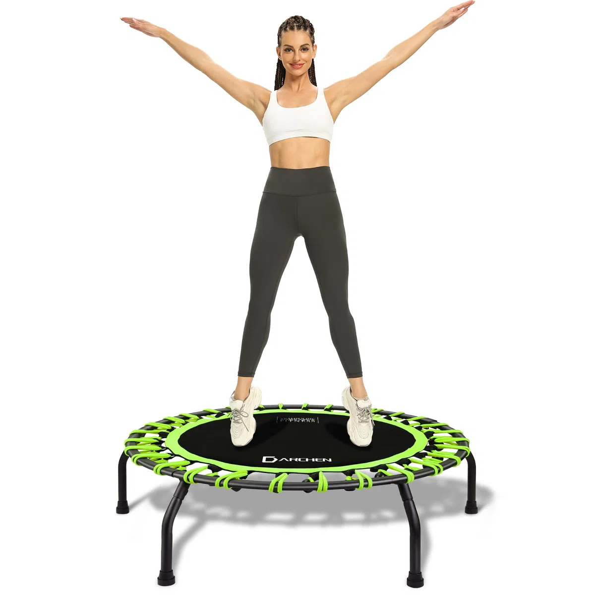 DARCHEN Rebounder Mini trampoline de 150 kg pour adulte, petit trampoline d'intérieur pour l'exercice, l'entraînement, le fitness, trampoline élastique au design amélioré pour un rebond plus sûr et