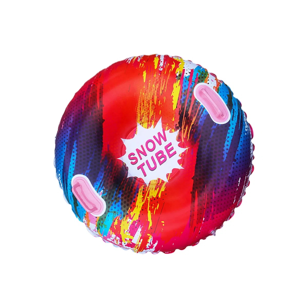 Luge gonflable avec poignées, tube de luge coloré, snowboard gonflable lumineux avec poignée, design anti-basculement, 85 x 85 cm, pour plusieurs personnes et plaisir de luge d'hiver