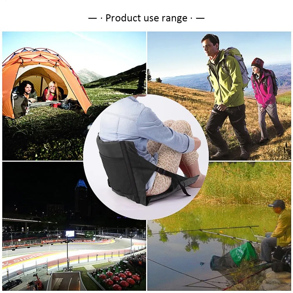 Coussin de Tribune avec Dossier - Coussin Siège Pliable avec Dossier,Protège-Siège Pliable avec pour Camping, Pêche, Extérieur, Voiture, Randonnée, Concerts, Bureaux