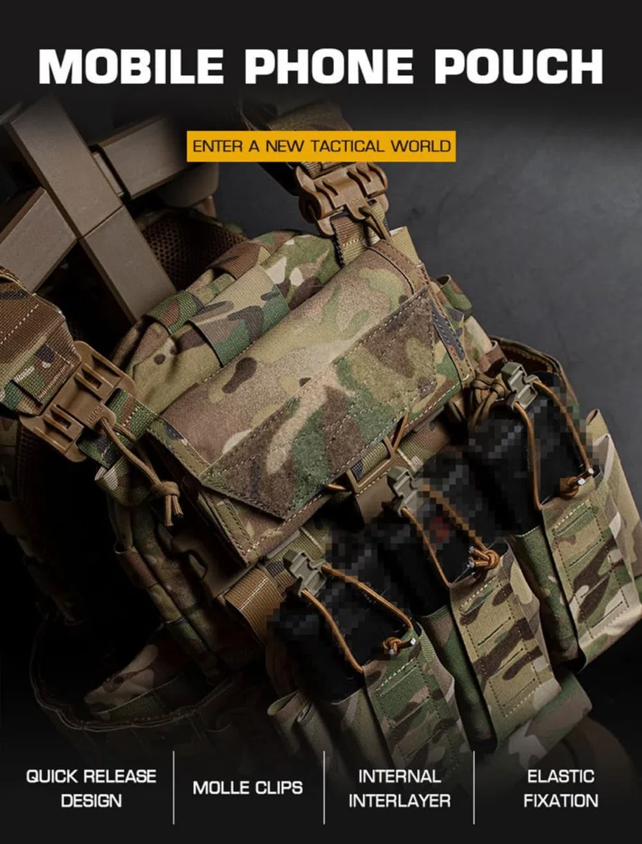 ACEXIER Tactique Pochette de téléphone Portable Molle Paquet de Fonction de Navigation de téléphone Portable pour Airsoft Vest Chest Gear Universal Mobile Phone Rack (Tan)