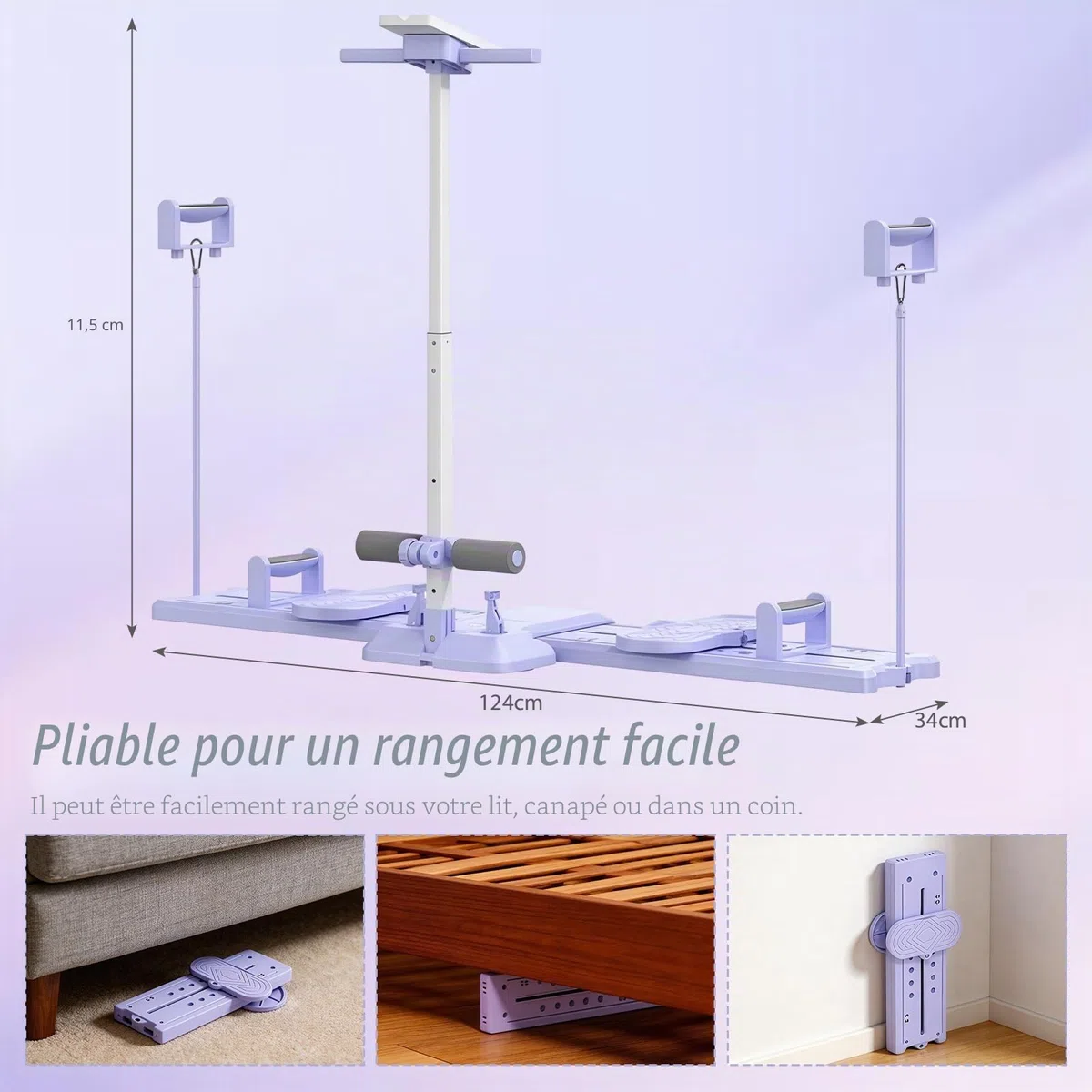 Machine de Ski 5-en-1, simulateur de Ski, entraîneur de Jambes Pliable, Appareil de Fitness Cardio pour la Maison, Planche Pilates Reformer pour sculpter Le Corps, renforcer Les fessiers