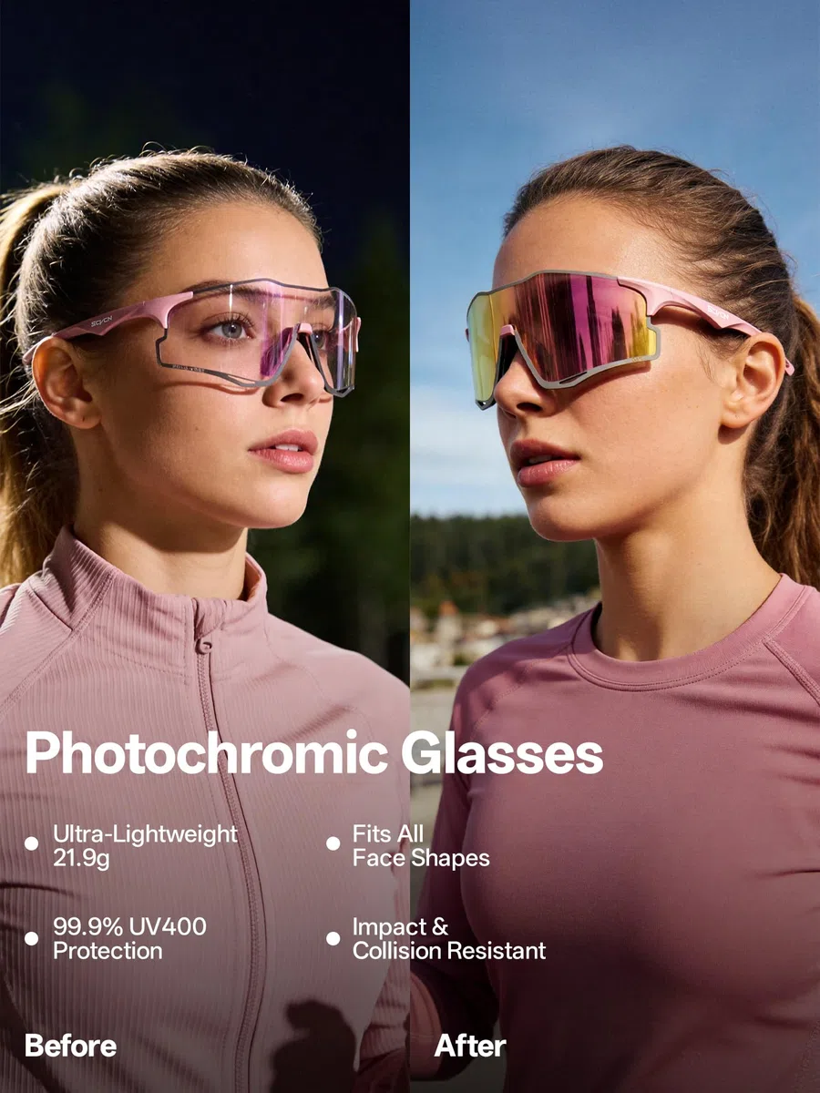SCVCN Lunettes de running pour homme et femme, lunettes de sport légères sans monture 21,9 g avec verre PC ventilé