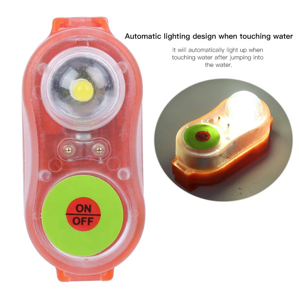 Lampe de Gilet de Sauvetage, 30g Lumière de Gilet de Sauvetage en Plastique Lampe de Poche Auto-éclairante de Sauvetage Lumière Stroboscopique Activée par L'eau pour Yacht Cargo Surf Pêche (Orange)