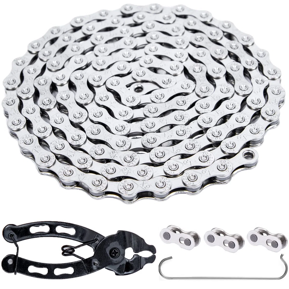 YBEKI Chaîne Vélo 9/10/11/12 Vitesses Haute Performance | Anti-Rouille EN 14872 avec 3 Maillons Rapides & Outil Pro | Compatible Shimano/SRAM (1/2"x11/128" 116L)