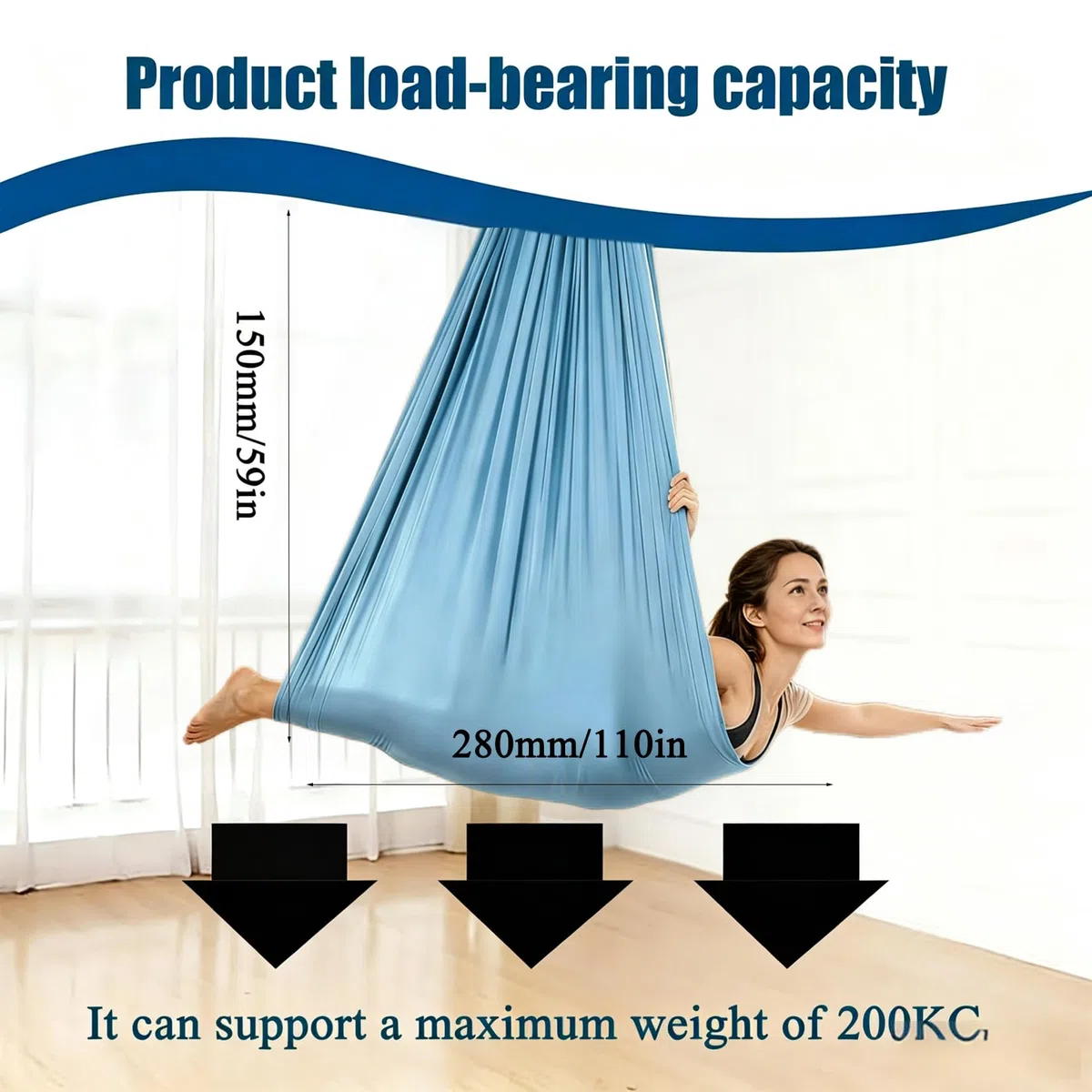 Hamac de Yoga Aérien 280x150 cm, Capacité de Charge 500 kg, Kit Complet D'Installation Inclus, Accessoires De Yoga Anti-Gravité pour Adultes