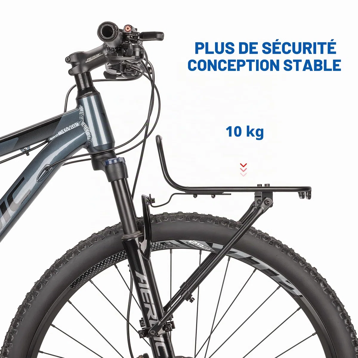 Porte-Bagages Avant de vélo, Porte-Bagages Avant avec barreaux, Support à Pizza en Aluminium à Monter sur Le Devant, pour VTT, vélos gravels et vélos de Tourisme