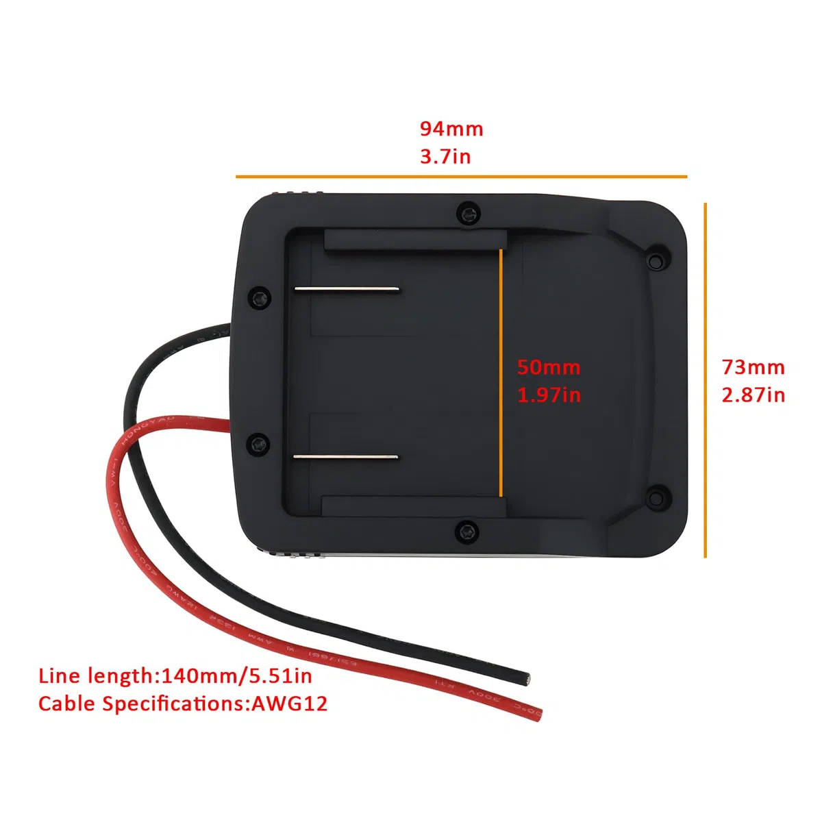 Adaptateur de Batterie 18 V Compatible avec Metabo Batterie Li-ION 18 V Et Câble de Sortie 2 Fils pour Alimenter Le Vélo électrique.